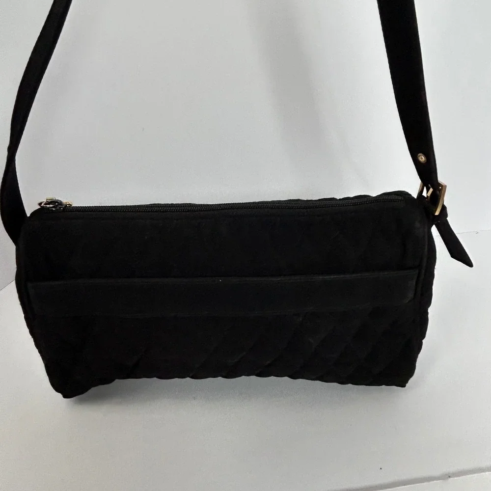 Vera Bradley Black Quilted Velvet Baguette Shoulder Bag Gold Hardware‎ Vintage